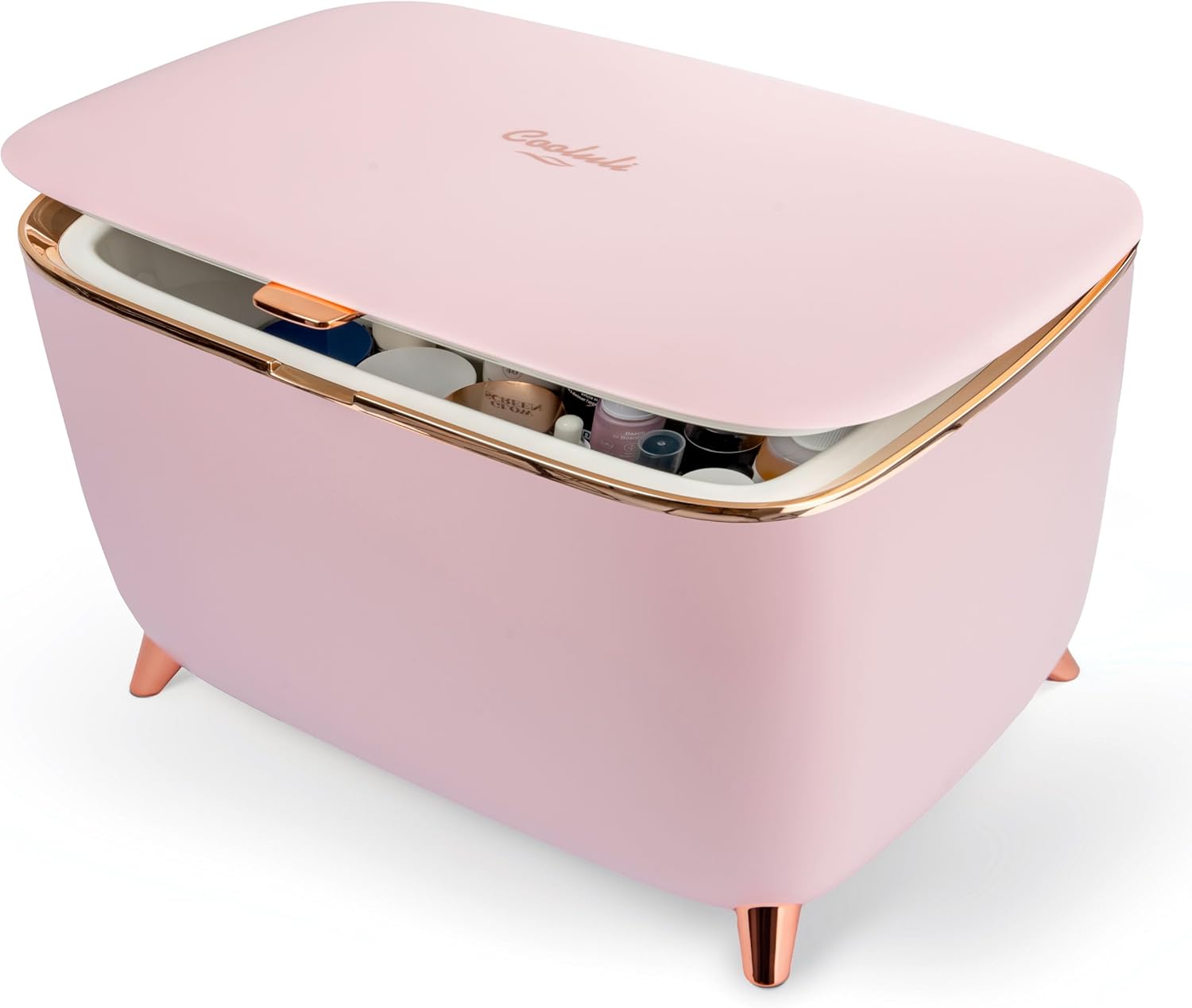 Cooluli Glam 9L Mini Skincare Fridge - Pink Mini Fridge for Skin Care Accessories, Makeup, Cosmetics and Facial Masks Storage - Ideal Birthday and Christmas Gift for Women and Teen Girls