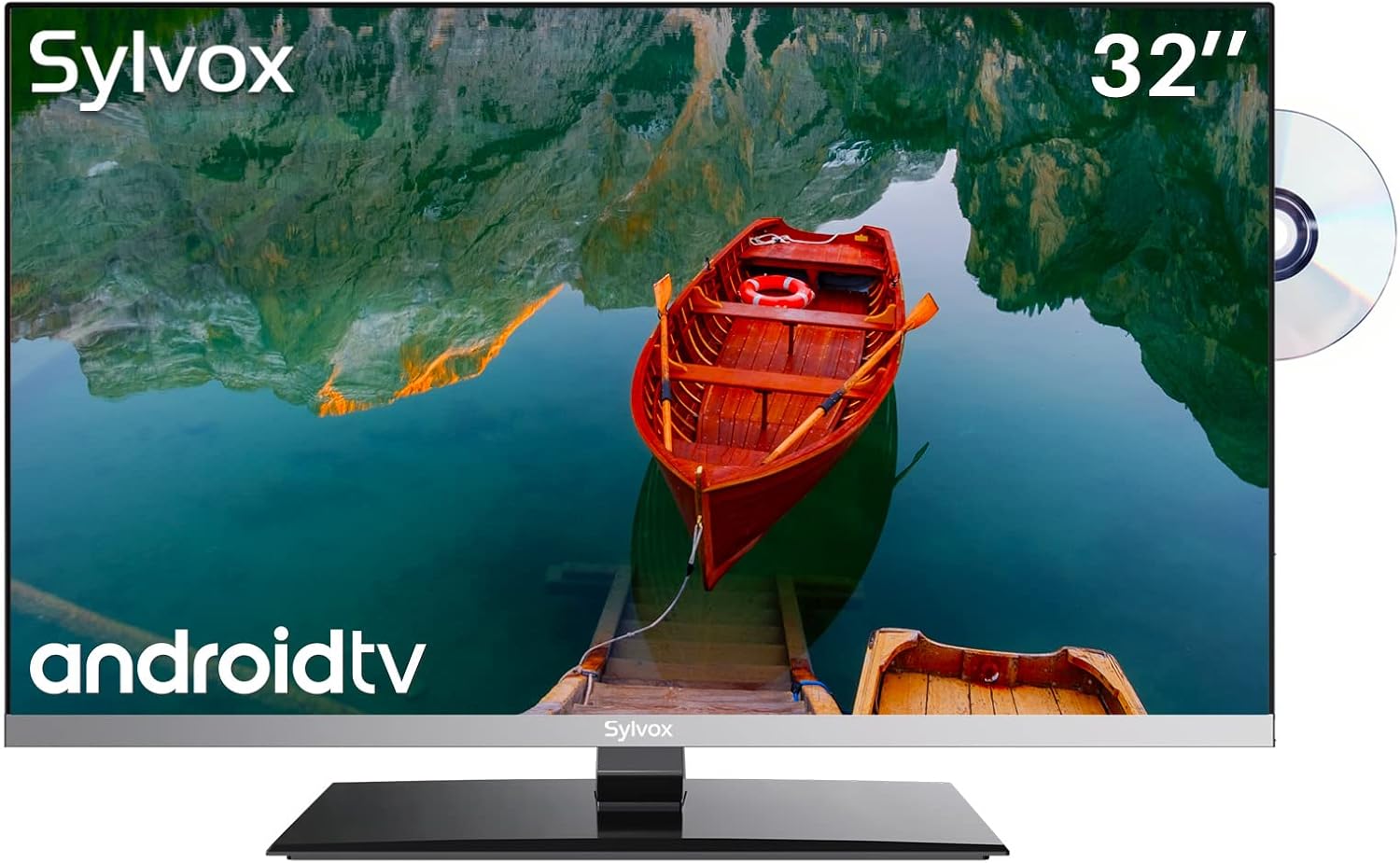 SYLVOX 32 Inch TV 12 Volt Smart TV FHD 1080P Digital Video Disc Player Built-in ARC CEC WiFi Wireless Connection Support, Suitable for RV Camper Kitchen Bedroom Boat(Limo Series),Black