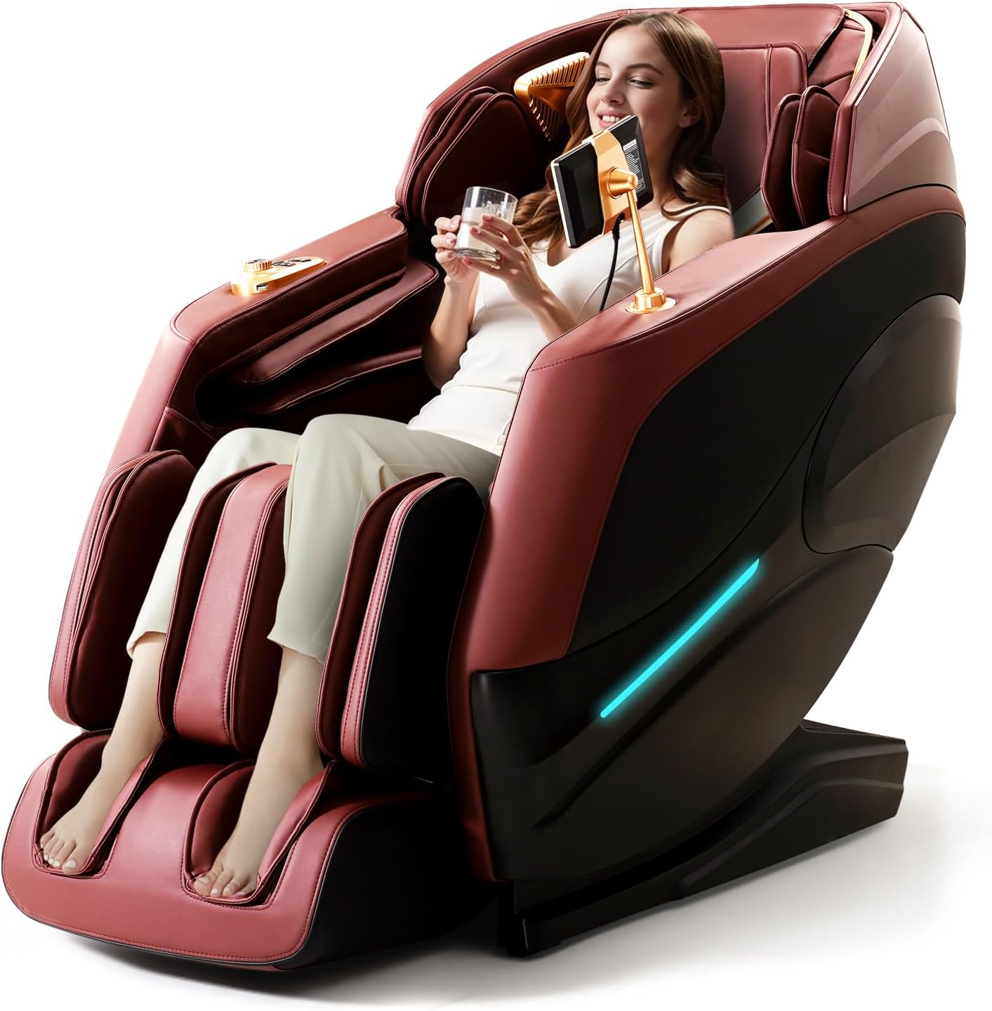 4D Massage Chair Full Body, Zero Gravity SL-Track Shiatsu Massage Chair Recliner, 15 Modes, Airbag Massage, with Heat Body Scan Bluetooth Foot Roller, AI Control